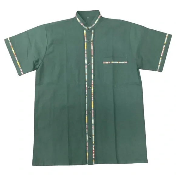 Cielito Lindo Shirts Mens Olive Green Guayabera Coralillo